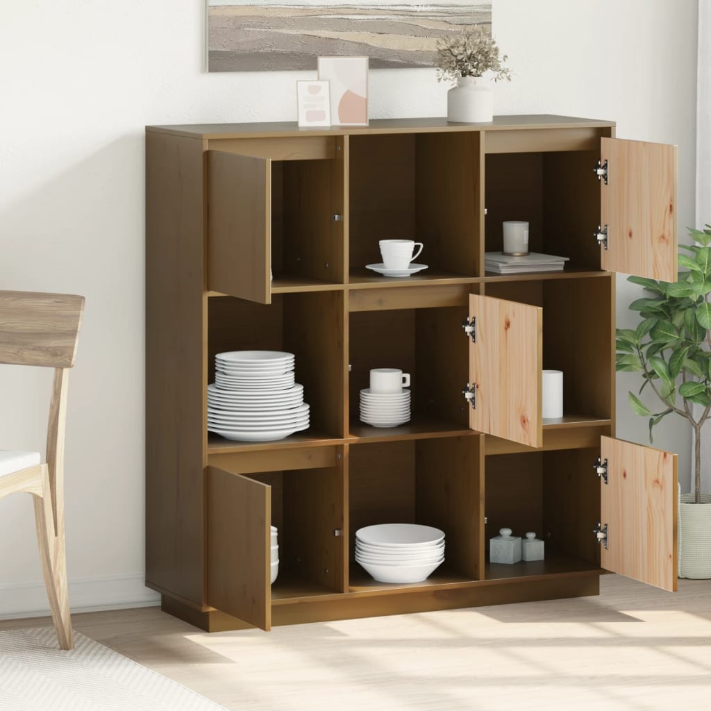 vidaXL Highboard marron miel 110,5x35x117 cm Bois de pin massif