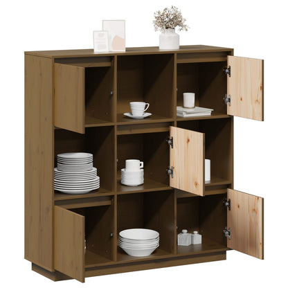 vidaXL Highboard marron miel 110,5x35x117 cm Bois de pin massif