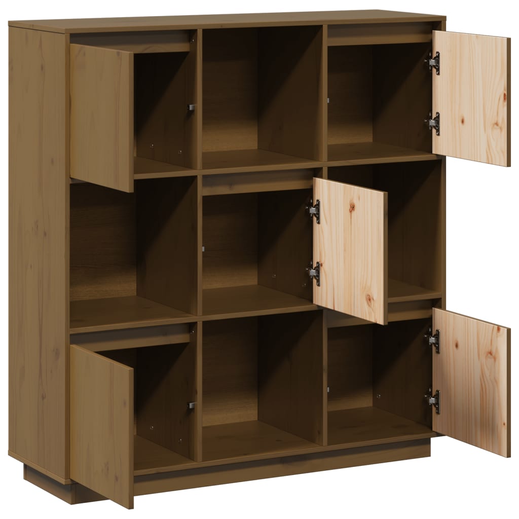 vidaXL Highboard marron miel 110,5x35x117 cm Bois de pin massif