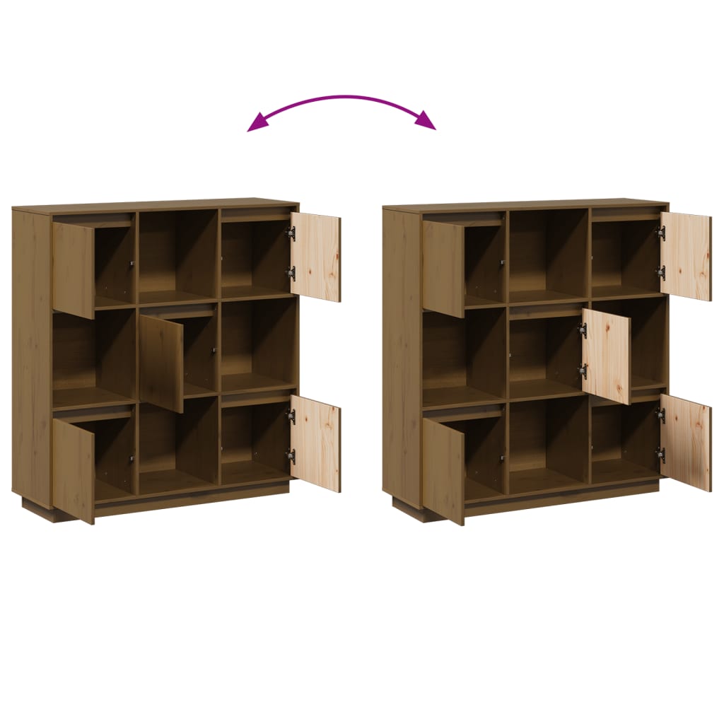 vidaXL Highboard marron miel 110,5x35x117 cm Bois de pin massif