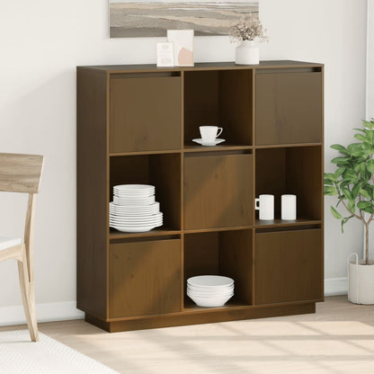 vidaXL Highboard marron miel 110,5x35x117 cm Bois de pin massif