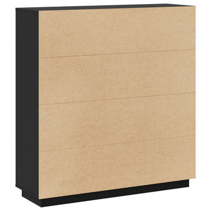 vidaXL Bahut haut noir 110,5x35x117 cm Bois de pin massif