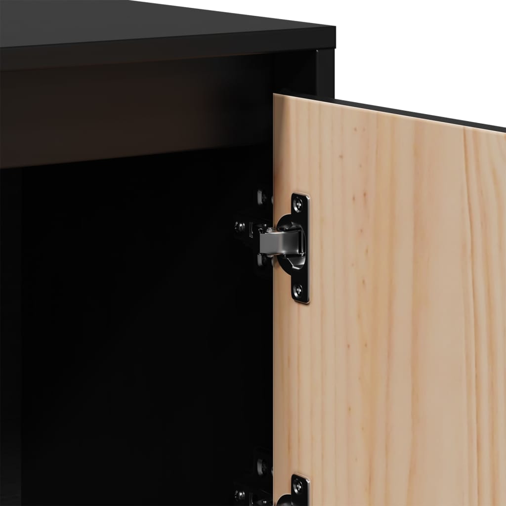 vidaXL Bahut haut noir 110,5x35x117 cm Bois de pin massif