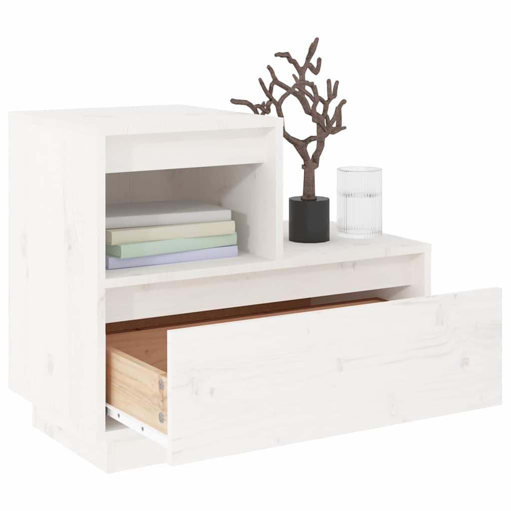 vidaXL Nachttisch Weiß 60x34x51 cm Massivholz Kiefer