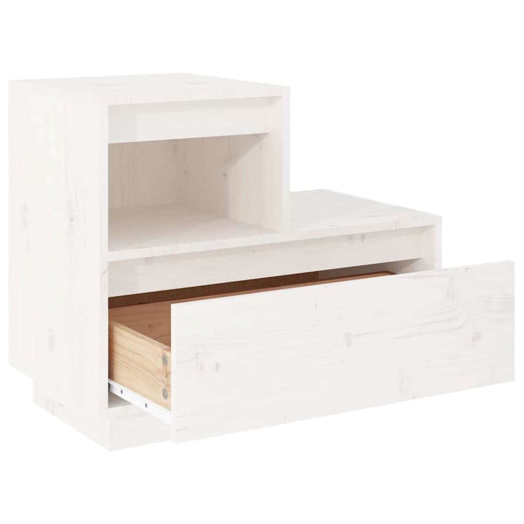 vidaXL Nachttisch Weiß 60x34x51 cm Massivholz Kiefer