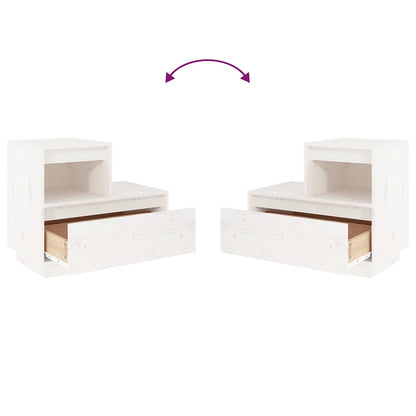 vidaXL Nachttisch Weiß 60x34x51 cm Massivholz Kiefer