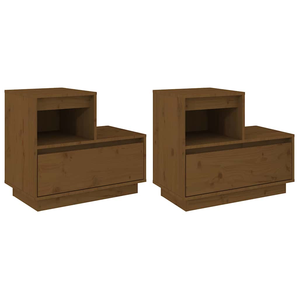 vidaXL Tables de chevet 2 pcs Marron miel 60x34x51 cm Bois de pin massif