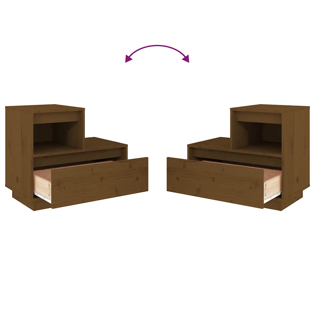 vidaXL Tables de chevet 2 pcs Marron miel 60x34x51 cm Bois de pin massif