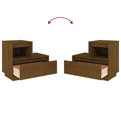 vidaXL Tables de chevet 2 pcs Marron miel 60x34x51 cm Bois de pin massif