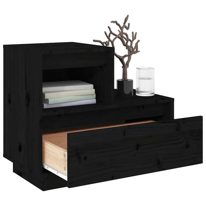 vidaXL Nachttische 2 Stk. Schwarz 60x34x51 cm Massivholz Kiefer
