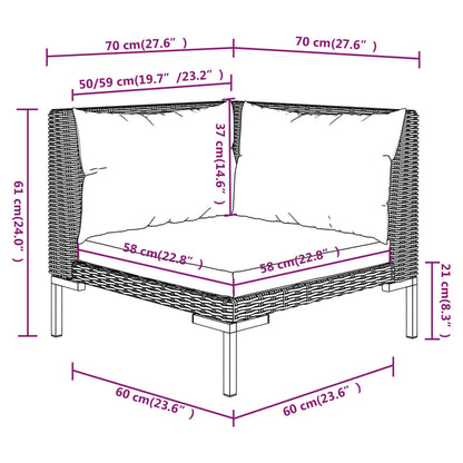 vidaXL 4-tlg. Garten-Lounge-Set mit Kissen Poly Rattan Dunkelgrau