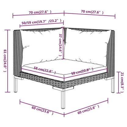 vidaXL 4-tlg. Garten-Lounge-Set mit Kissen Poly Rattan Dunkelgrau