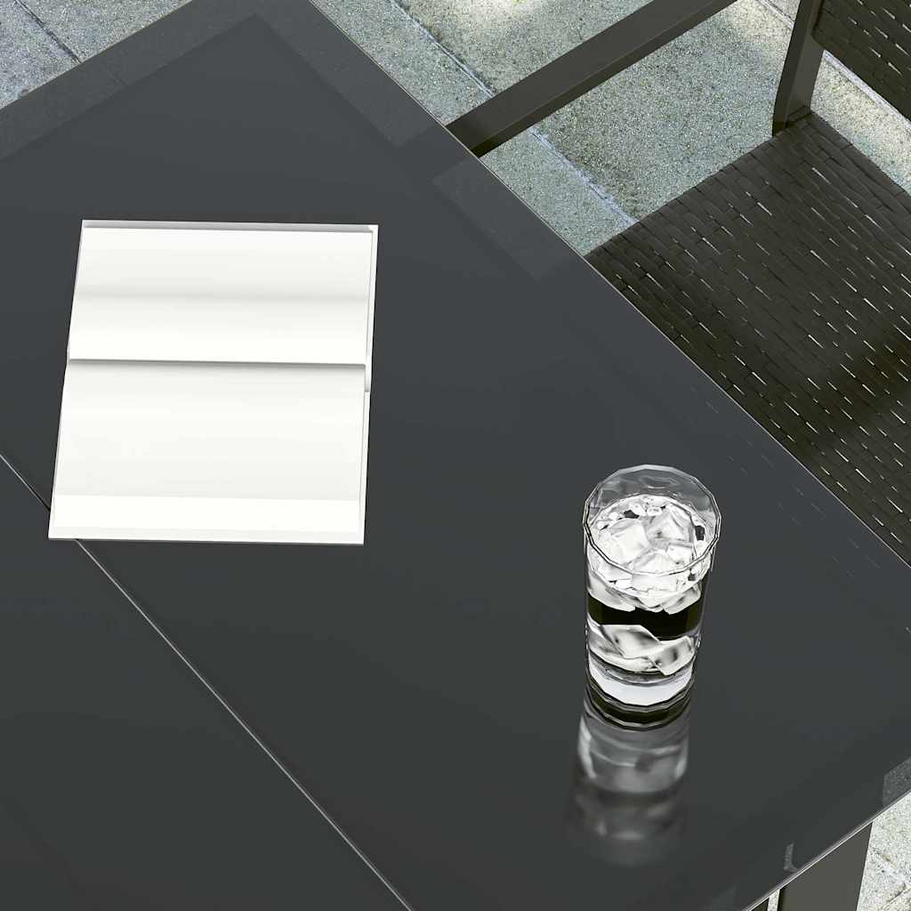 vidaXL Garten-Esstisch Schwarz 200x100x74 cm Stahl und Glas