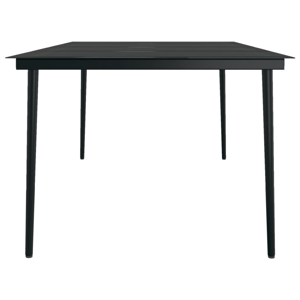 vidaXL Garten-Esstisch Schwarz 200x100x74 cm Stahl und Glas