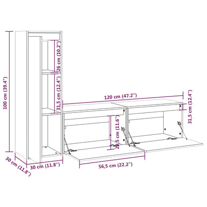 vidaXL Meubles TV 3 pcs Bois de pin massif