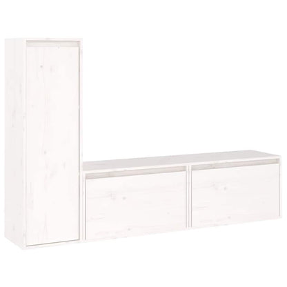 vidaXL Meubles TV 3 pcs Blanc Bois de pin massif