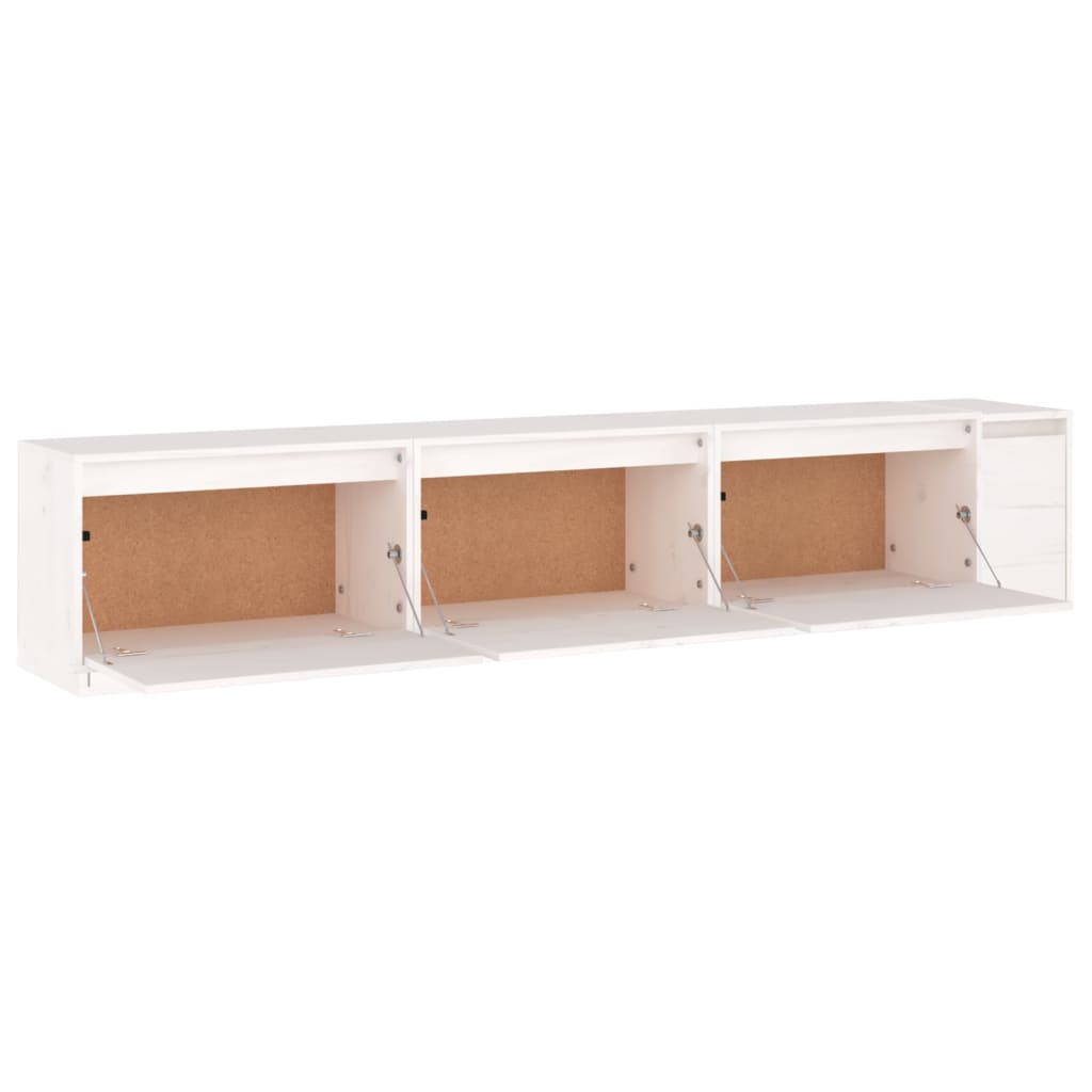 vidaXL Meubles TV 3 pcs Blanc Bois de pin massif