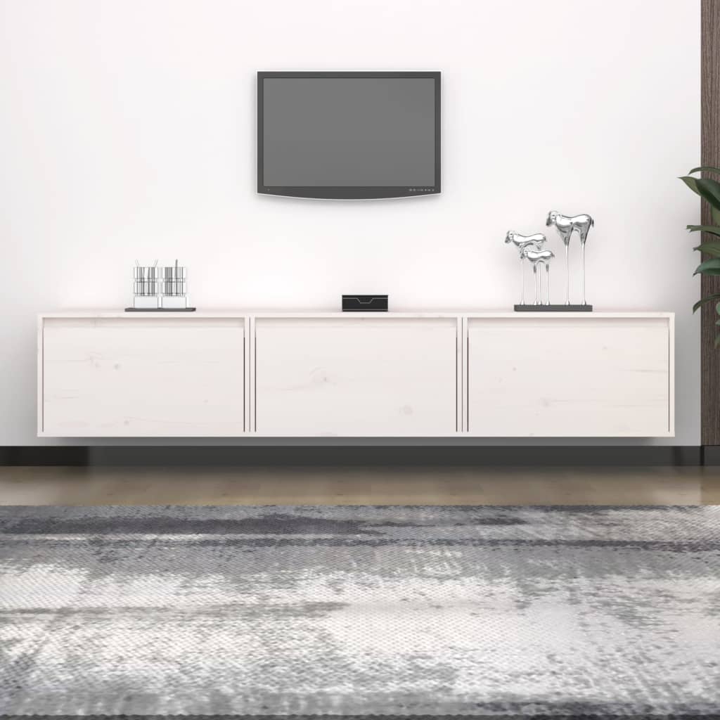 vidaXL Meubles TV 3 pcs Blanc Bois de pin massif