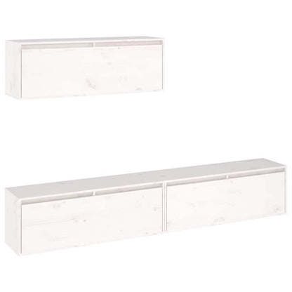 vidaXL 3-teiliges TV-Schrank-Set Weißes Massivholz Kiefer