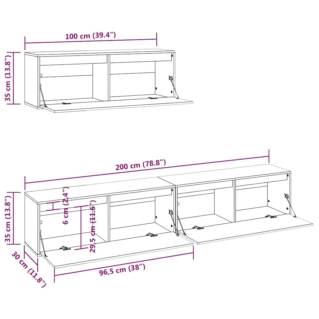 vidaXL 3-teiliges TV-Schrank-Set Weißes Massivholz Kiefer