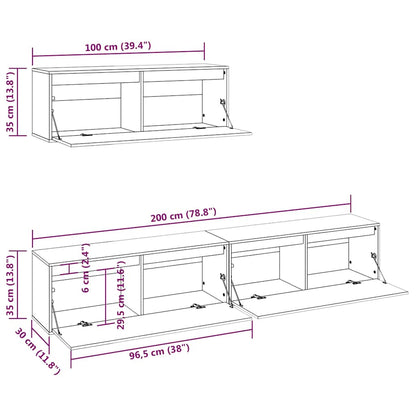 vidaXL 3-teiliges TV-Schrank-Set Weißes Massivholz Kiefer