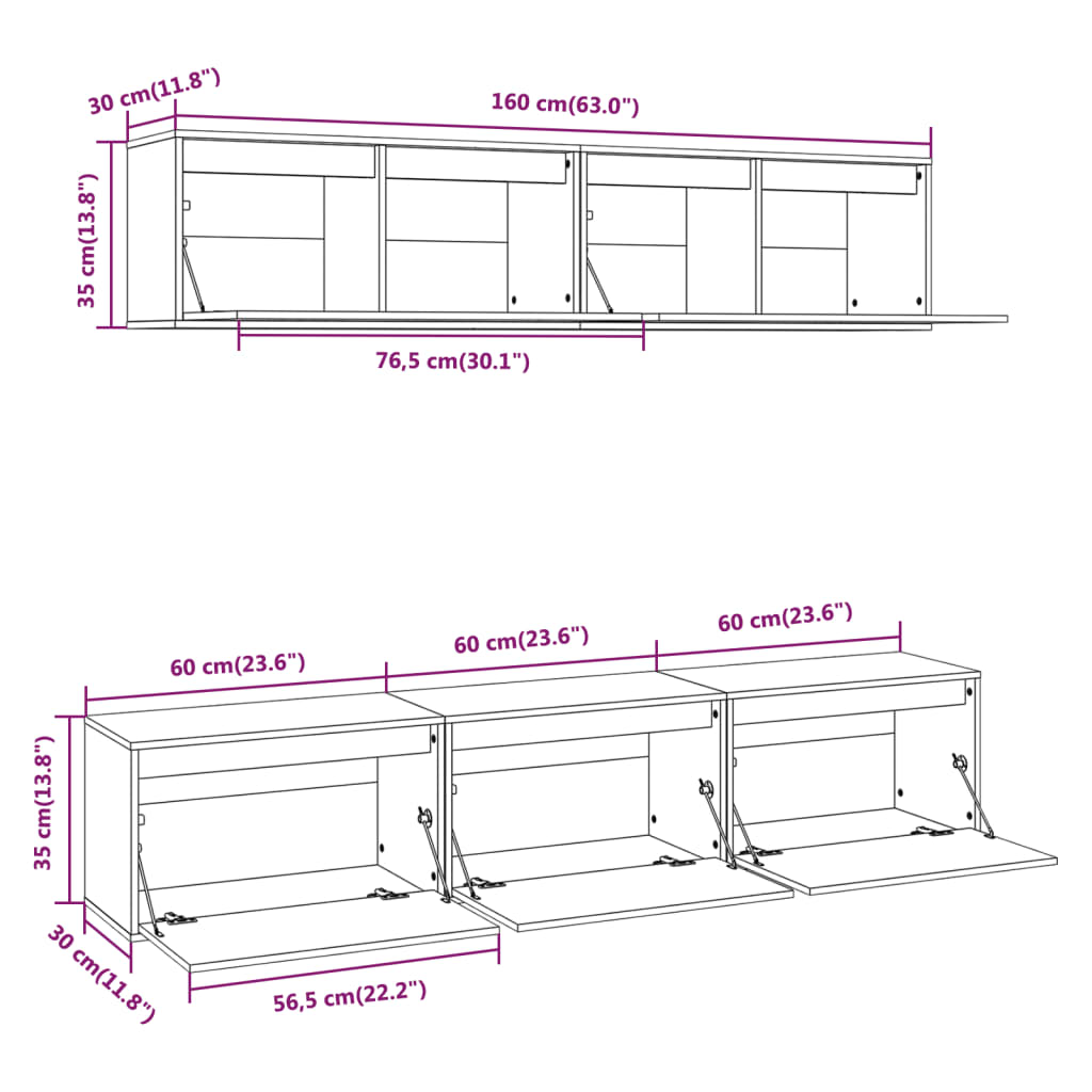 vidaXL 5-teiliges TV-Schrank-Set Massivholz Kiefer