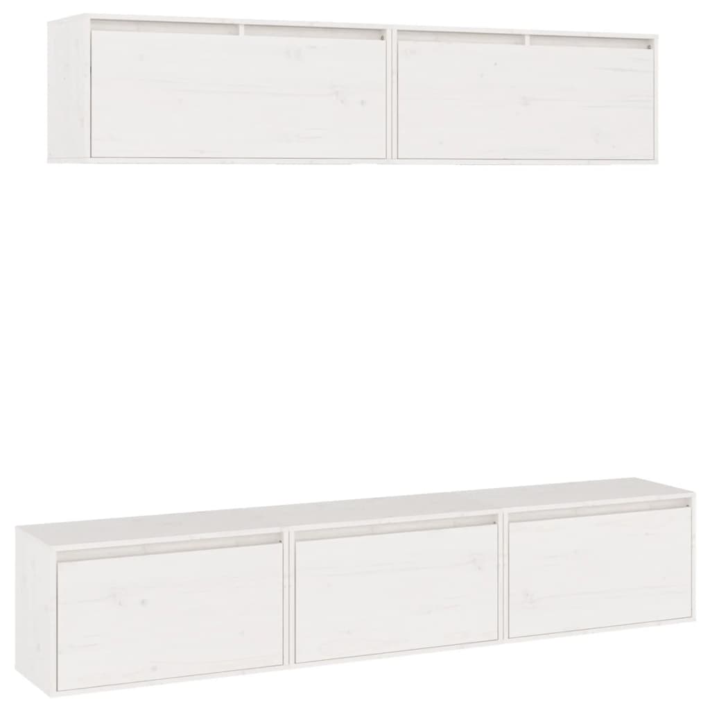 vidaXL Meubles TV 5 pcs Blanc Bois de pin massif