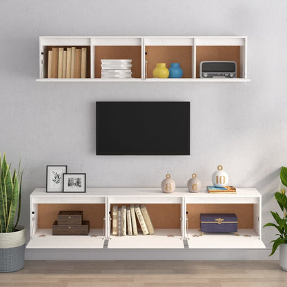 vidaXL Meubles TV 5 pcs Blanc Bois de pin massif