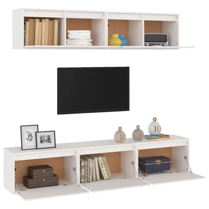 vidaXL Meubles TV 5 pcs Blanc Bois de pin massif