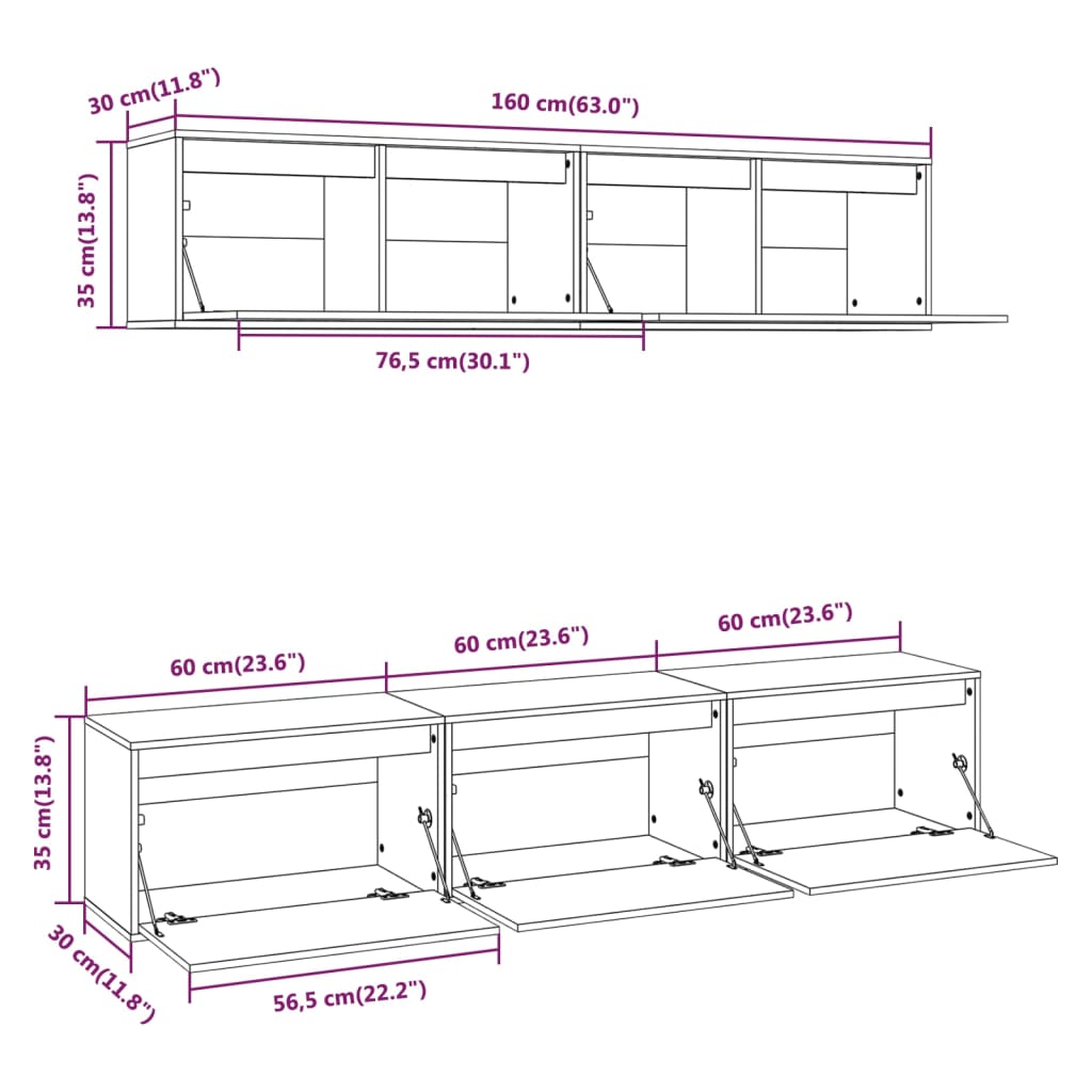 vidaXL Meubles TV 5 pcs Blanc Bois de pin massif
