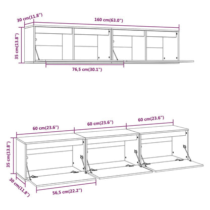 vidaXL Meubles TV 5 pcs Blanc Bois de pin massif