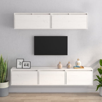 vidaXL Meubles TV 5 pcs Blanc Bois de pin massif