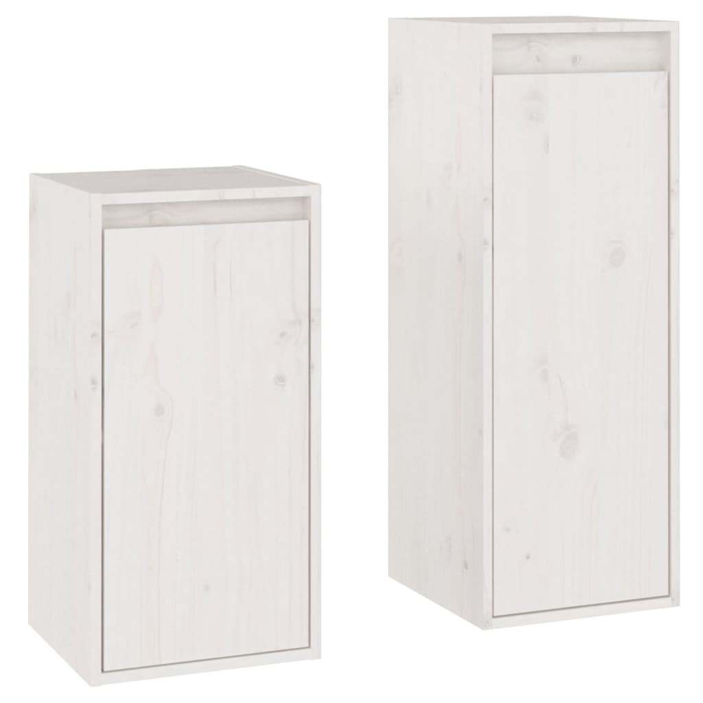 vidaXL Meubles TV 2 pcs Blanc Bois de pin massif