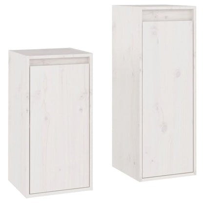 vidaXL Meubles TV 2 pcs Blanc Bois de pin massif