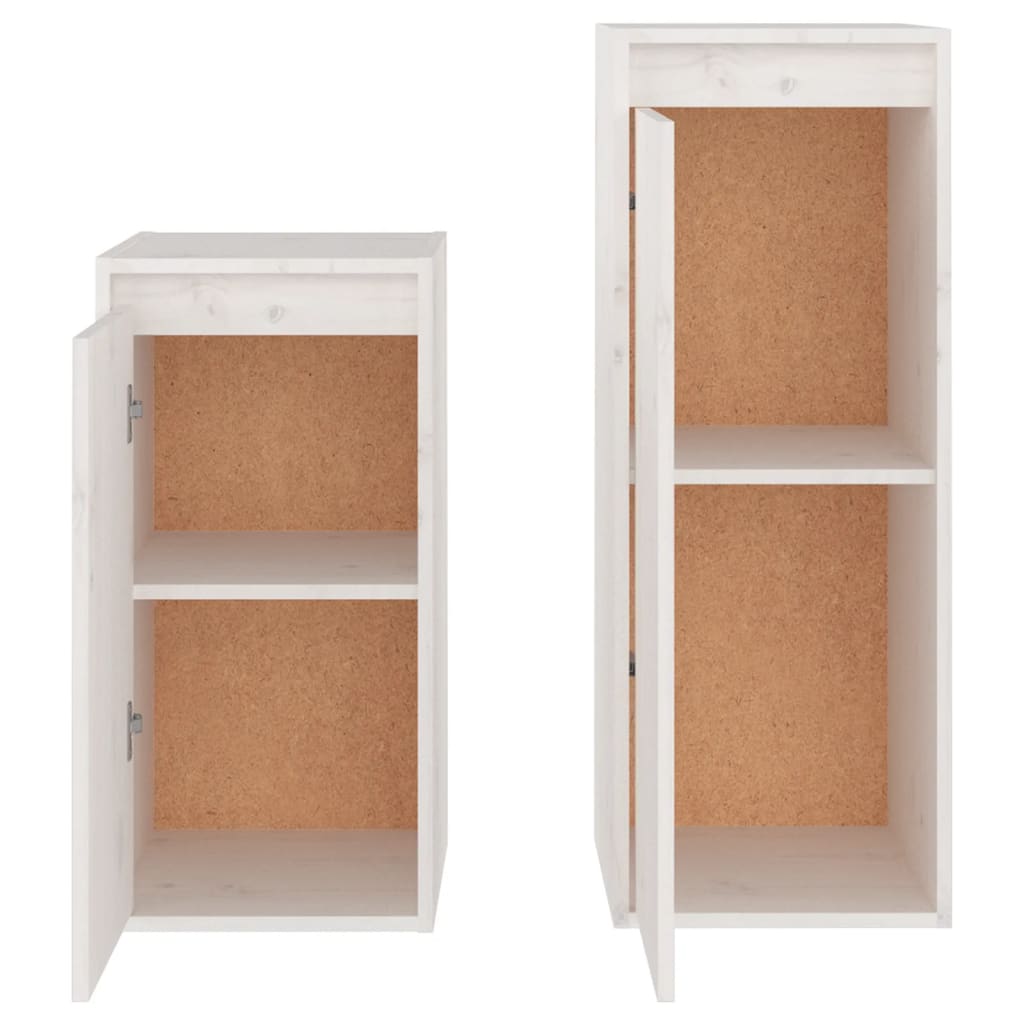 vidaXL Meubles TV 2 pcs Blanc Bois de pin massif