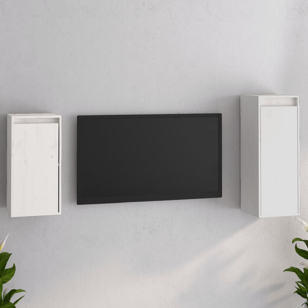 vidaXL Meubles TV 2 pcs Blanc Bois de pin massif