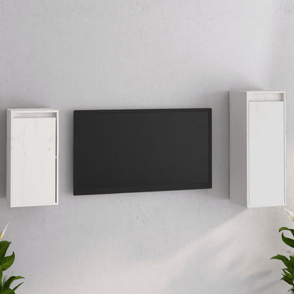 vidaXL Meubles TV 2 pcs Blanc Bois de pin massif