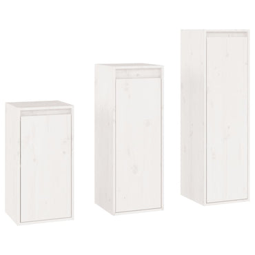 vidaXL Meubles TV 3 pcs Blanc Bois de pin massif