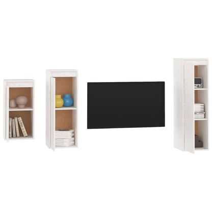 vidaXL Meubles TV 3 pcs Blanc Bois de pin massif