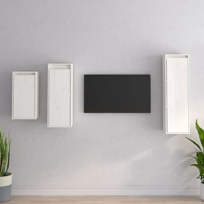 vidaXL Meubles TV 3 pcs Blanc Bois de pin massif