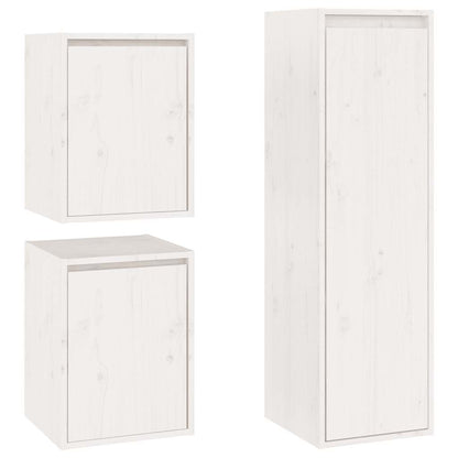 vidaXL Meubles TV 3 pcs Blanc Bois de pin massif