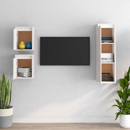 vidaXL Meubles TV 3 pcs Blanc Bois de pin massif