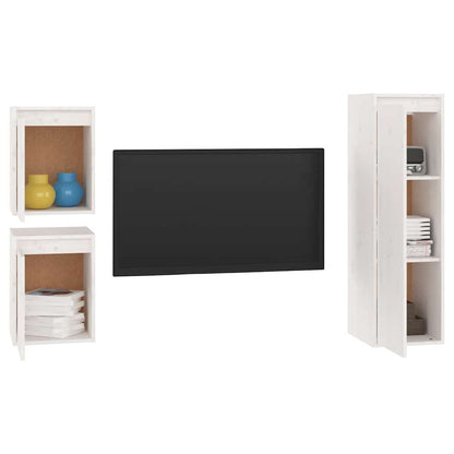 vidaXL Meubles TV 3 pcs Blanc Bois de pin massif