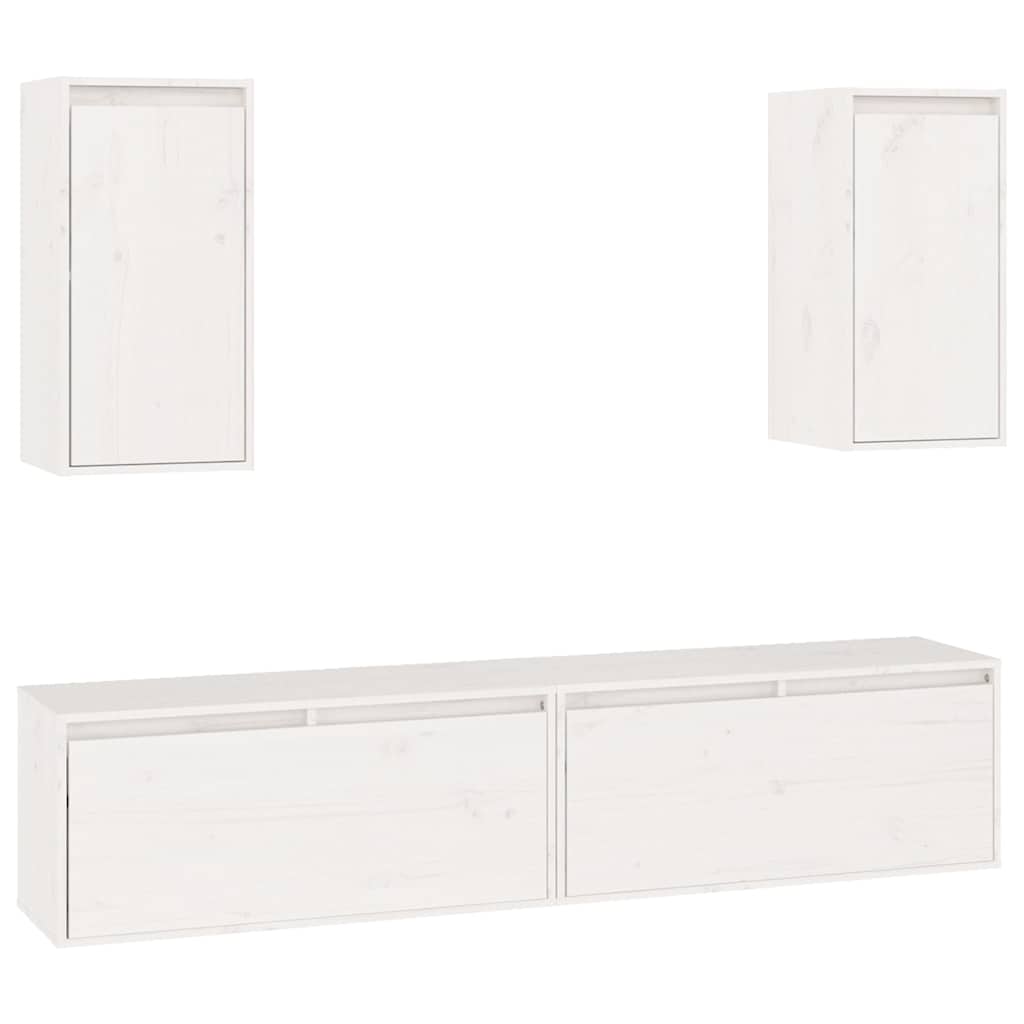 vidaXL Meubles TV 4 pcs Blanc Bois de pin massif