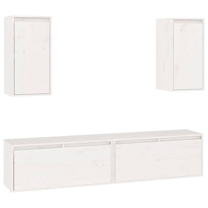 vidaXL Meubles TV 4 pcs Blanc Bois de pin massif