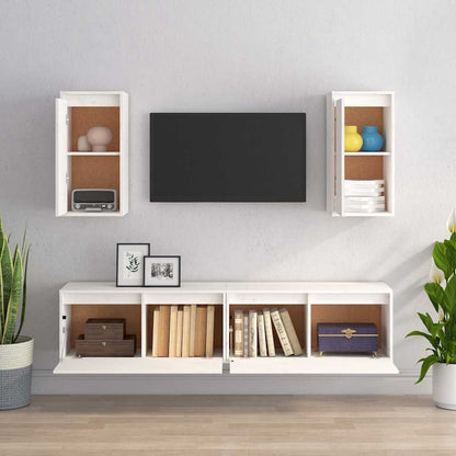 vidaXL Meubles TV 4 pcs Blanc Bois de pin massif
