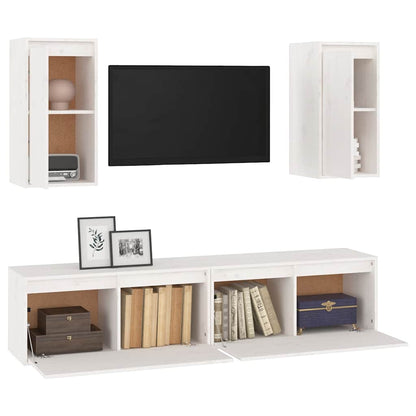 vidaXL Meubles TV 4 pcs Blanc Bois de pin massif