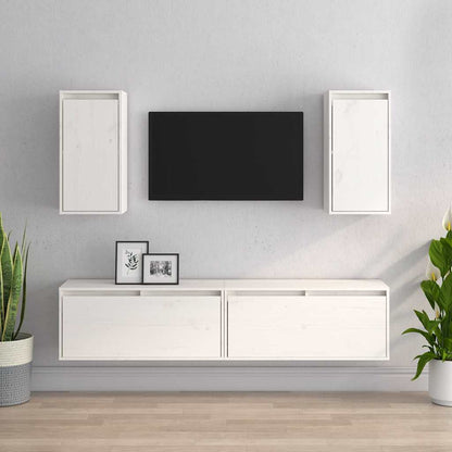 vidaXL Meubles TV 4 pcs Blanc Bois de pin massif