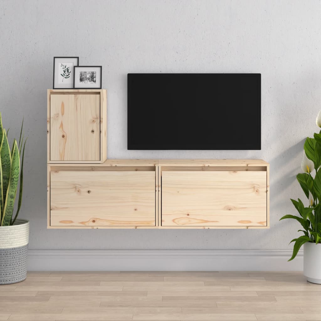 vidaXL Meubles TV 3 pcs Bois de pin massif