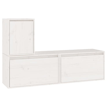 vidaXL Meubles TV 3 pcs Blanc Bois de pin massif